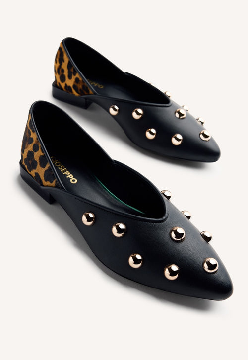 STUDDED LEATHER BALLET FLATS BRAHAM