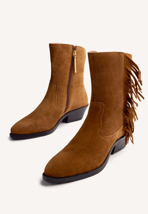LEATHER FRINGES ANIMAL PRINTBOY BOOTS KASSON