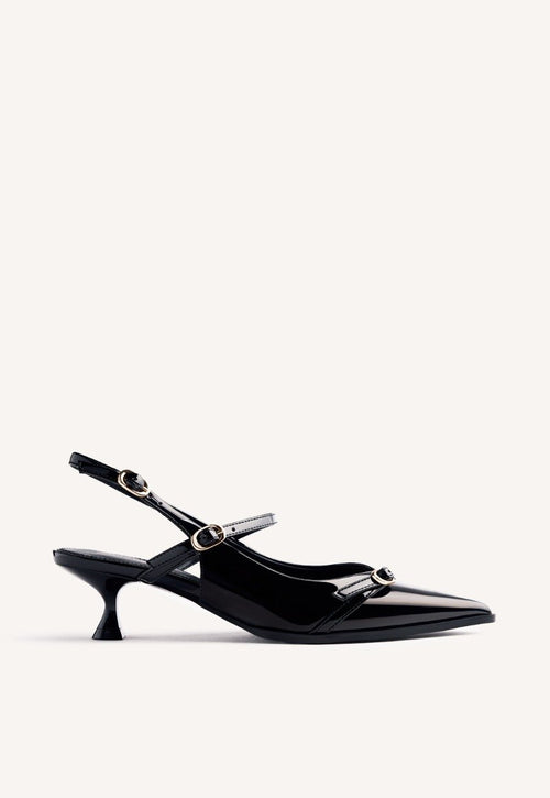 SLINGBACK PATENT EFFECT KITTEN HEELED SHOES SABIN