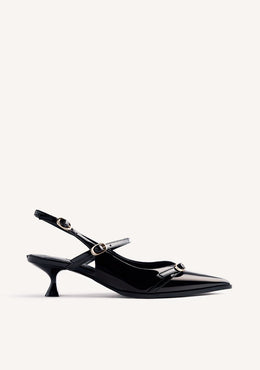 SLINGBACK PATENT EFFECT KITTEN HEELED SHOES SABIN