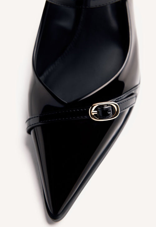 SLINGBACK PATENT EFFECT KITTEN HEELED SHOES SABIN