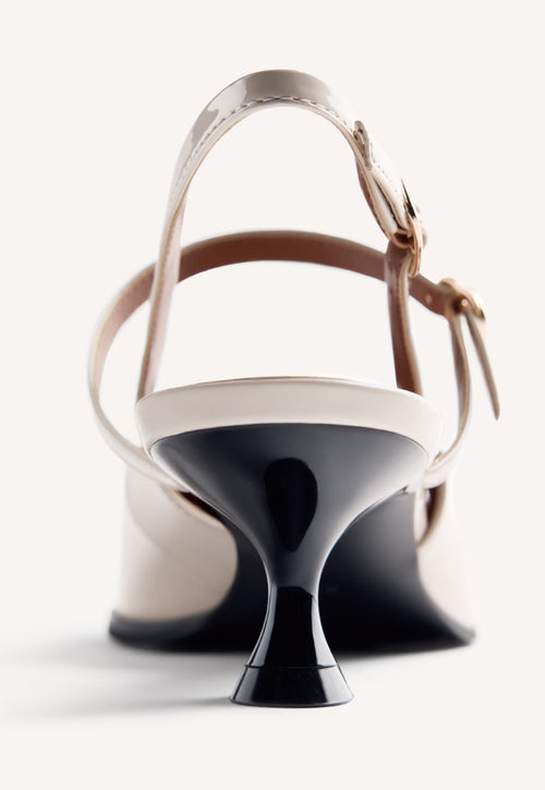 SLINGBACK PATENT EFFECT KITTEN HEELED SHOES SABIN