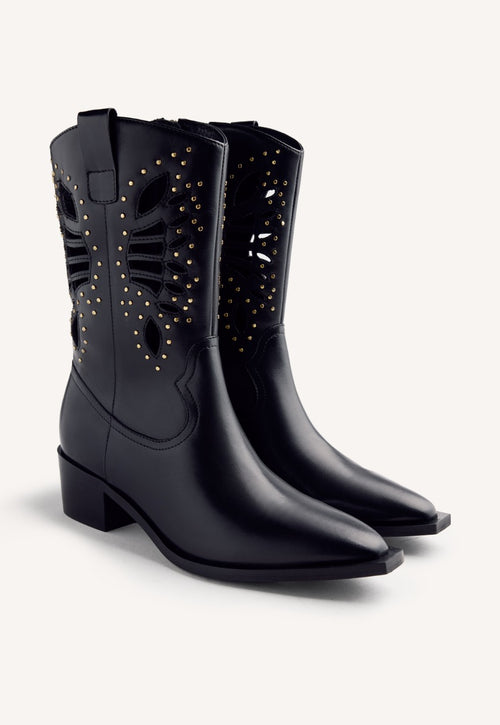 LEATHER ANIMAL PRINTBOY BOOTS TAKABA