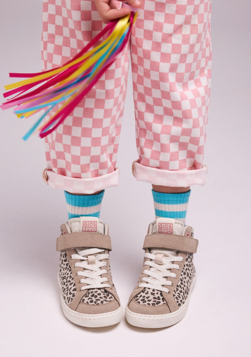 SNEAKERS BOOTIE IN VELLUTO A COSTE CON STAMPA ANIMALE KILKENY