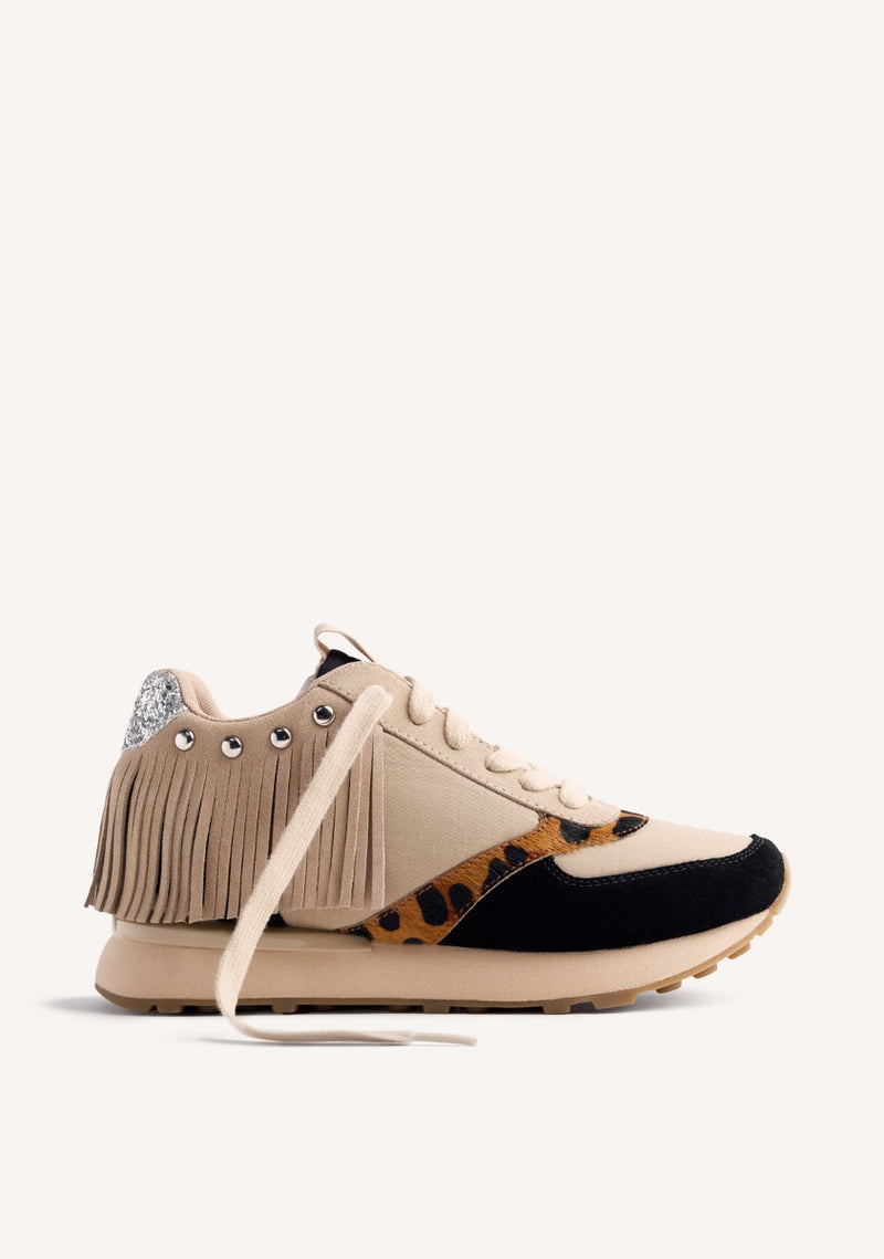 LEATHER FRINGES WEDGE SNEAKERS BRICELYN