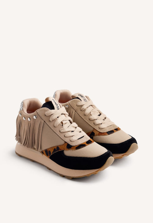 LEATHER FRINGES WEDGE SNEAKERS BRICELYN