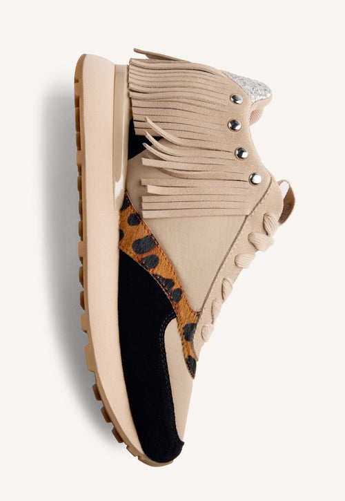 LEATHER FRINGES WEDGE SNEAKERS BRICELYN