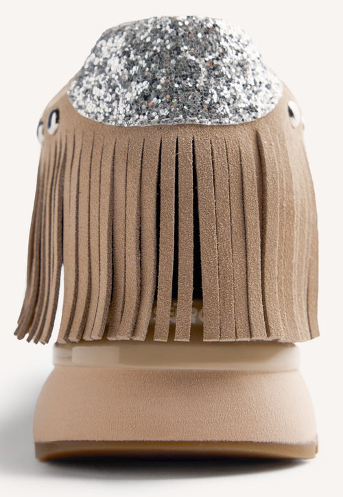 LEATHER FRINGES WEDGE SNEAKERS BRICELYN