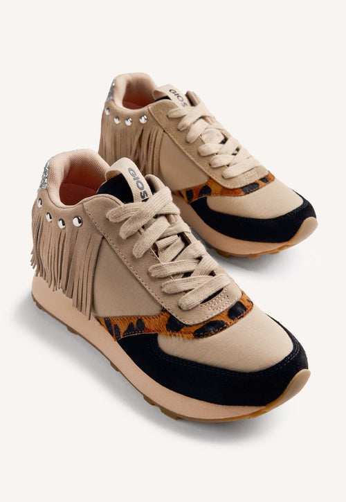 LEATHER FRINGES WEDGE SNEAKERS BRICELYN