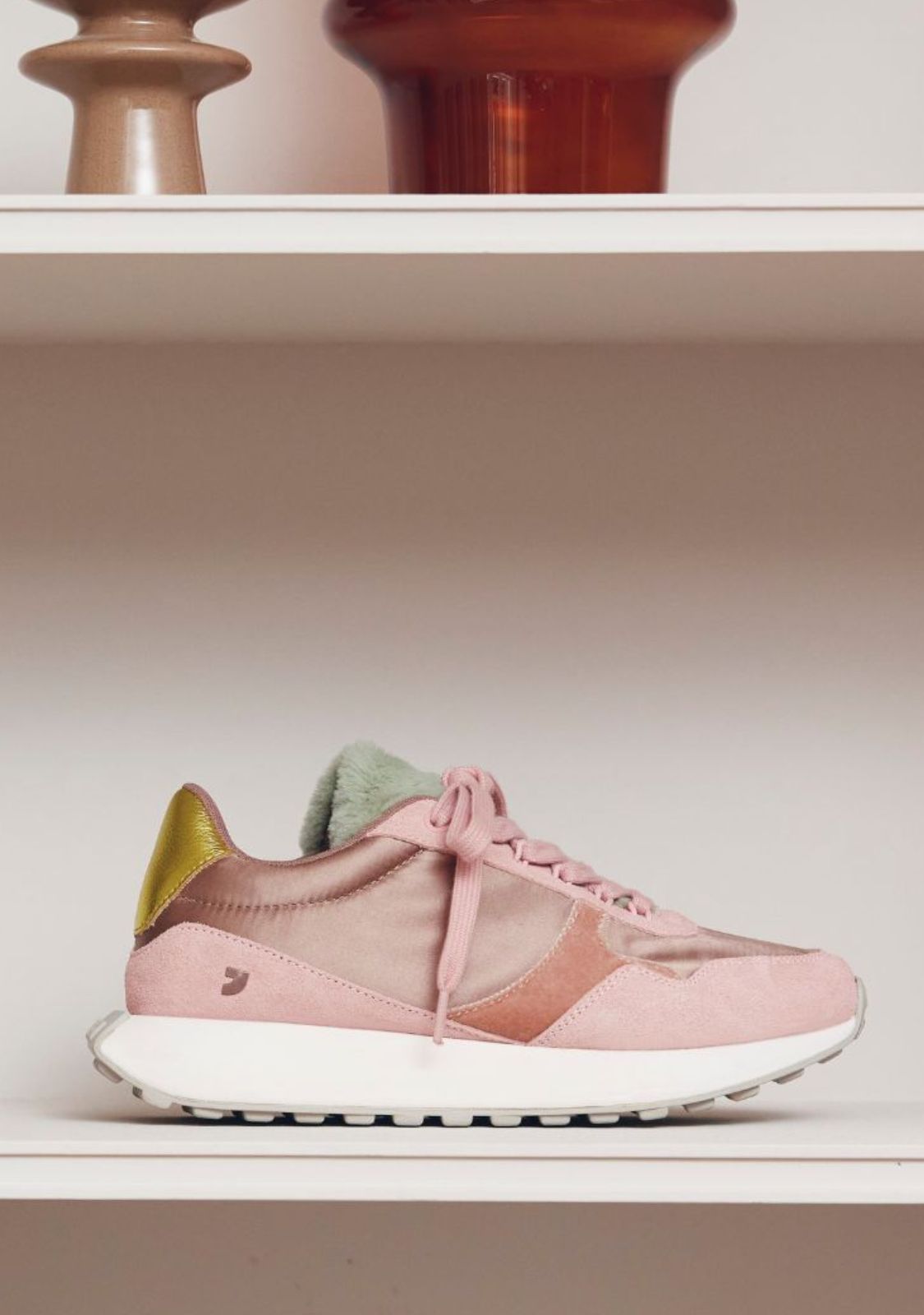 LEATHER AND FUR SNEAKERS LISMORE