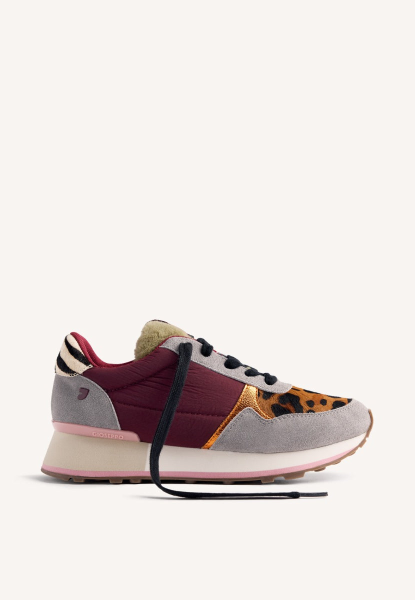 ANIMAL PRINT LEATHER AND FUR SNEAKERS  POSEN