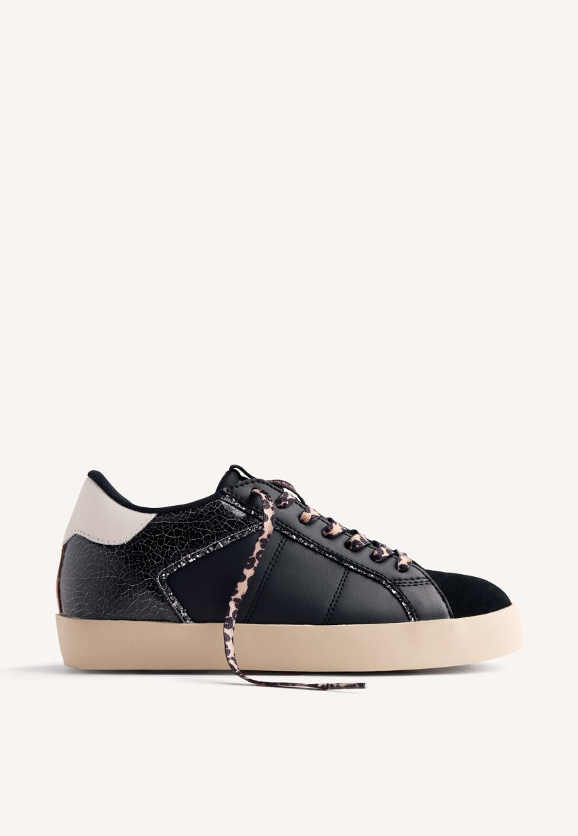 ANIMAL PRINT LEATHER WEDGE SNEAKERS EDINA