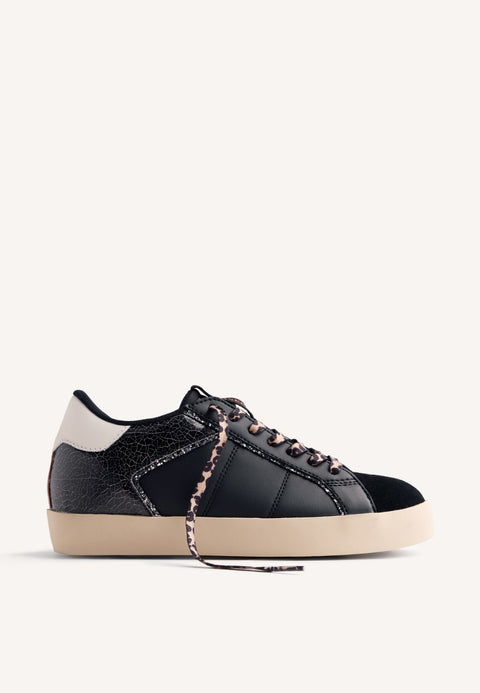 ANIMAL PRINT LEATHER WEDGE SNEAKERS EDINA