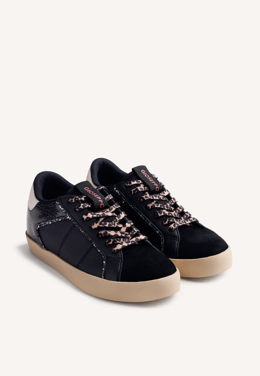 ANIMAL PRINT LEATHER WEDGE SNEAKERS EDINA