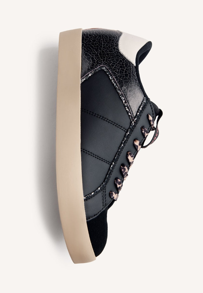ANIMAL PRINT LEATHER WEDGE SNEAKERS EDINA
