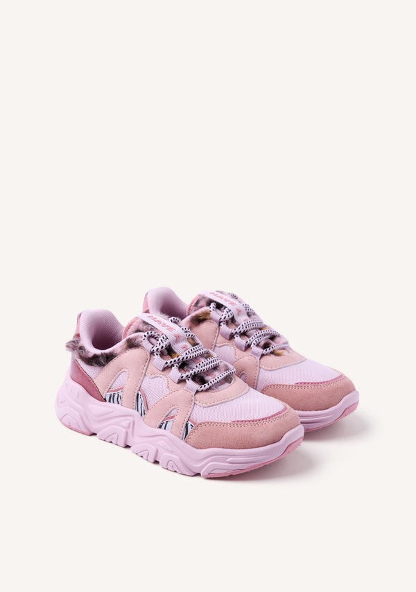 FUR LEATHER SNEAKERS REDBY