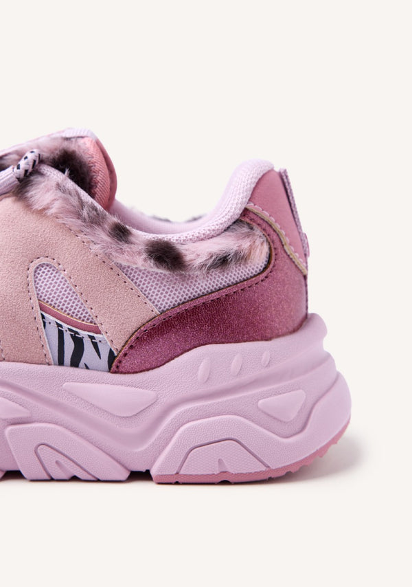 FUR LEATHER SNEAKERS REDBY