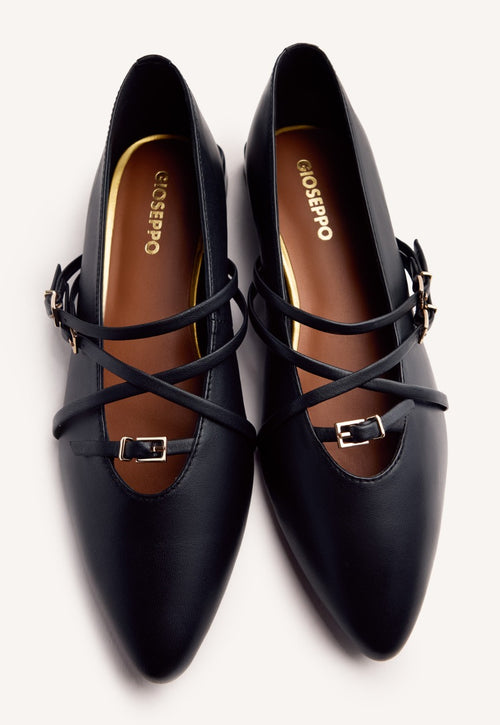 STRAPPY LEATHER BALLET FLATS HOKAH