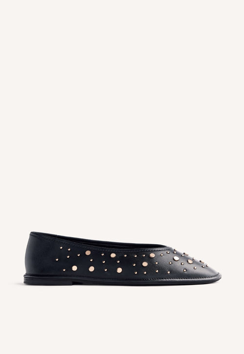 STUDDED LEATHER BALLET FLATS ACOMA