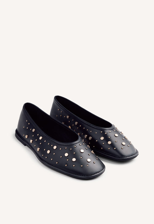 STUDDED LEATHER BALLET FLATS ACOMA