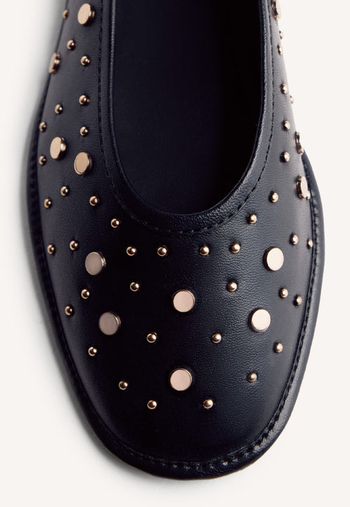 STUDDED LEATHER BALLET FLATS ACOMA