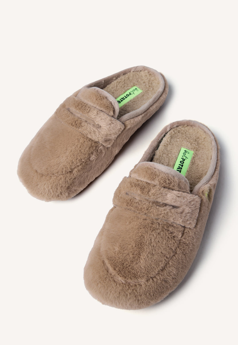 MICROFIBER MOCCASIN TYPE HOUSE SLIPPERS HARRIETTA