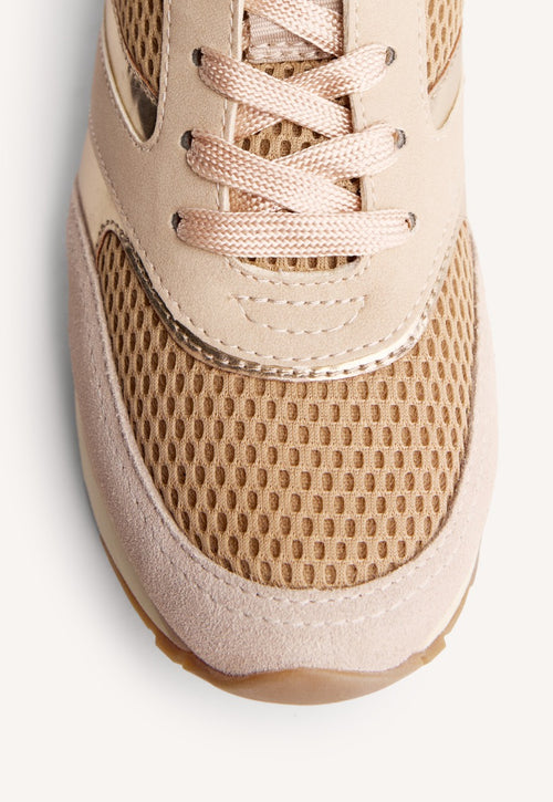 LEATHER AND MESH WEDGE SNEAKERS KEEWATIN