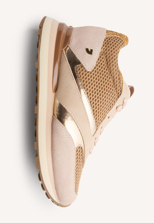 LEATHER AND MESH WEDGE SNEAKERS KEEWATIN