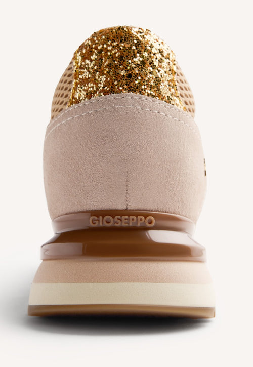 LEATHER AND MESH WEDGE SNEAKERS KEEWATIN