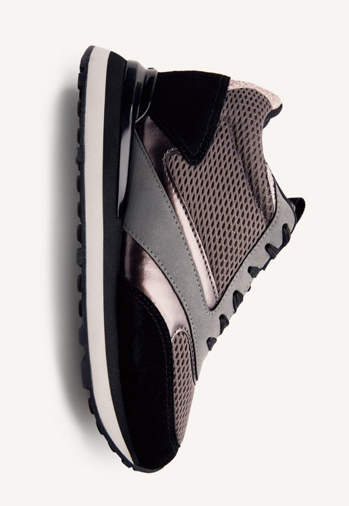 LEATHER AND MESH WEDGE SNEAKERS KEEWATIN