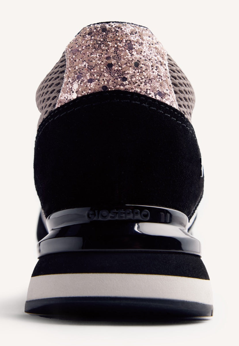 LEATHER AND MESH WEDGE SNEAKERS KEEWATIN