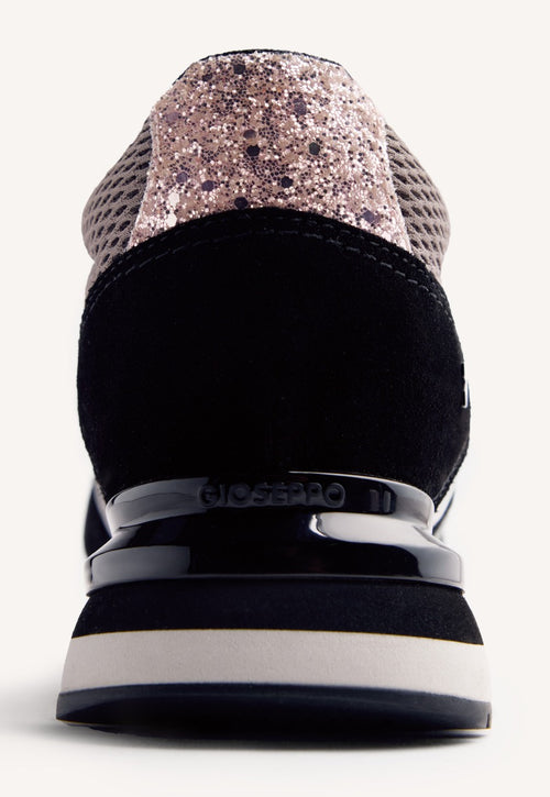 LEATHER AND MESH WEDGE SNEAKERS KEEWATIN