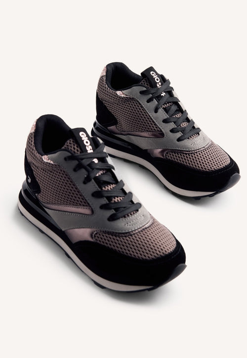 LEATHER AND MESH WEDGE SNEAKERS KEEWATIN