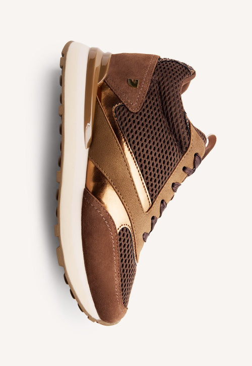 LEATHER AND MESH WEDGE SNEAKERS KEEWATIN