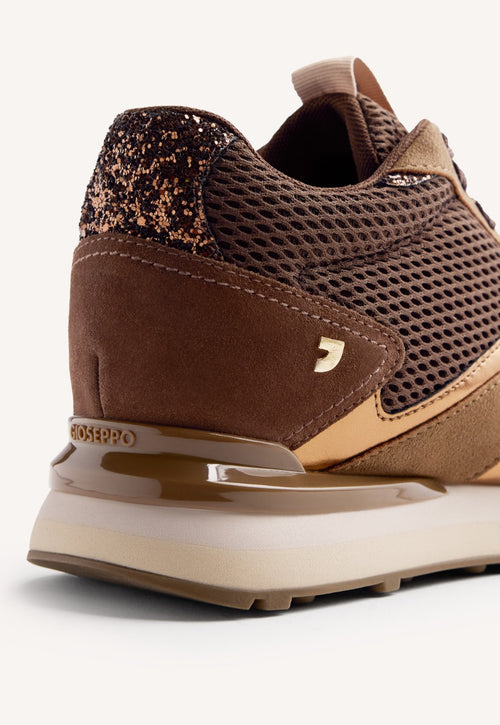 LEATHER AND MESH WEDGE SNEAKERS KEEWATIN