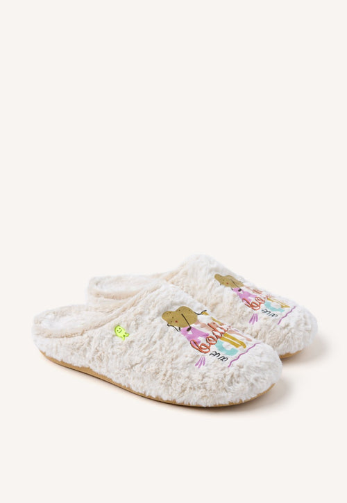 FUR HOUSE SLIPPERS PHRASE PANCRAS