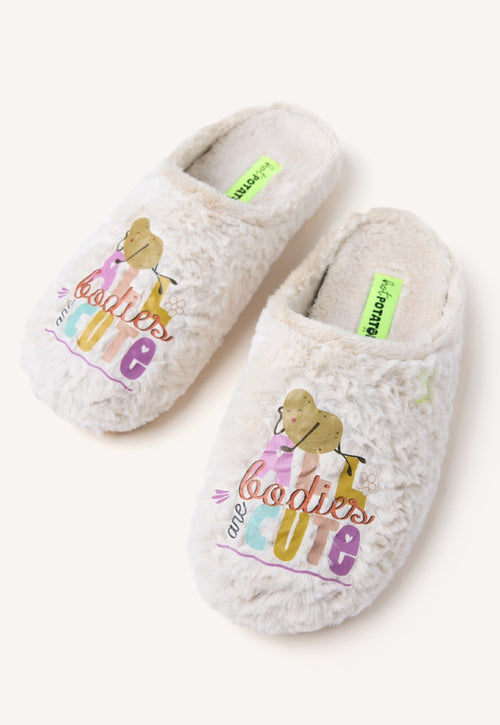 FUR HOUSE SLIPPERS PHRASE PANCRAS