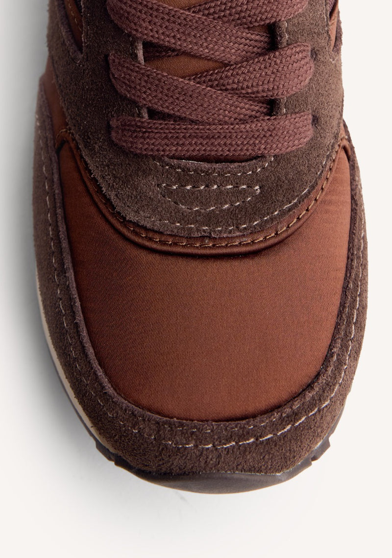 SATIN LEATHER WEDGE SNEAKERS LANDFALL