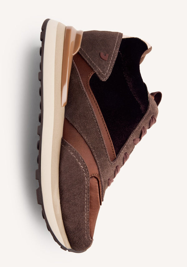 SATIN LEATHER WEDGE SNEAKERS LANDFALL