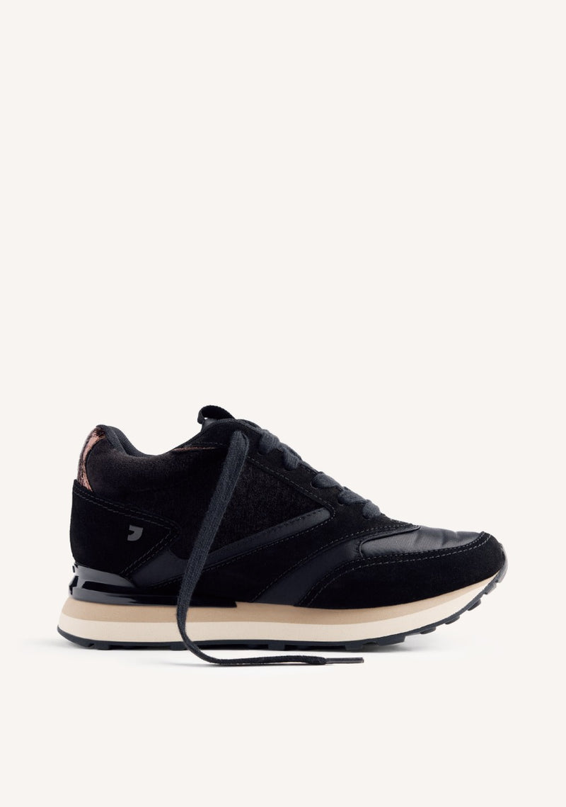 SATIN LEATHER WEDGE SNEAKERS LANDFALL