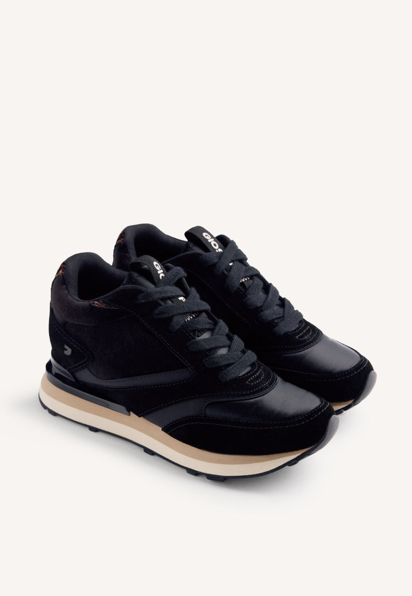 SATIN LEATHER WEDGE SNEAKERS LANDFALL