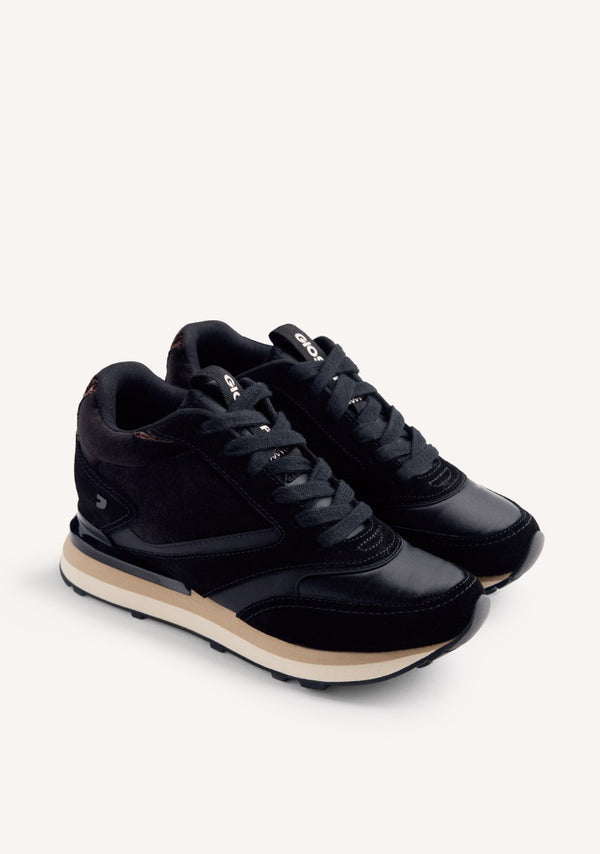 SATIN LEATHER WEDGE SNEAKERS LANDFALL