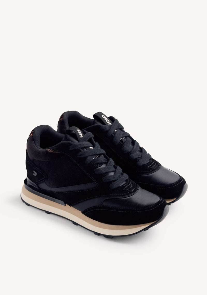 SATIN LEATHER WEDGE SNEAKERS LANDFALL