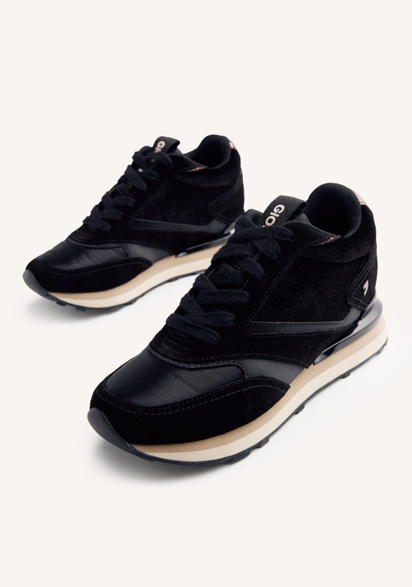 SATIN LEATHER WEDGE SNEAKERS LANDFALL
