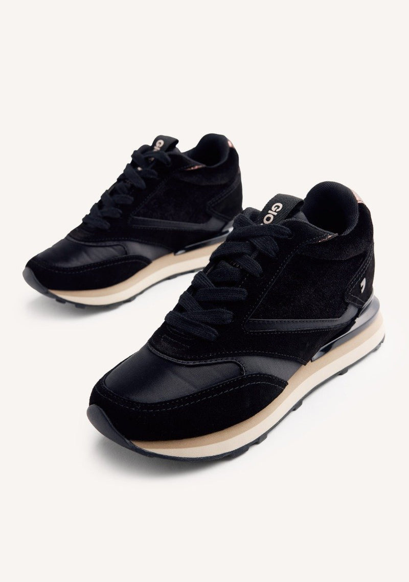 SATIN LEATHER WEDGE SNEAKERS LANDFALL