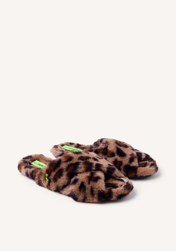 ZAPATILLAS DE CASA ABIERTAS PELO LEOPARDO BRESSEMER