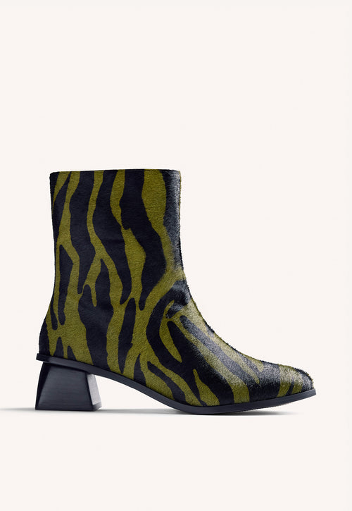 ANIMAL PRINT LEATHER ANKLE BOOTS BY MELYSSA PINTO