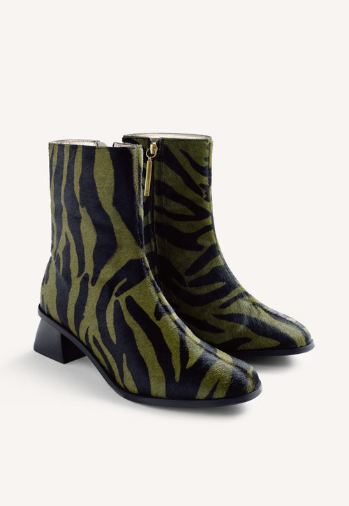 ANIMAL PRINT LEATHER ANKLE BOOTS BY MELYSSA PINTO