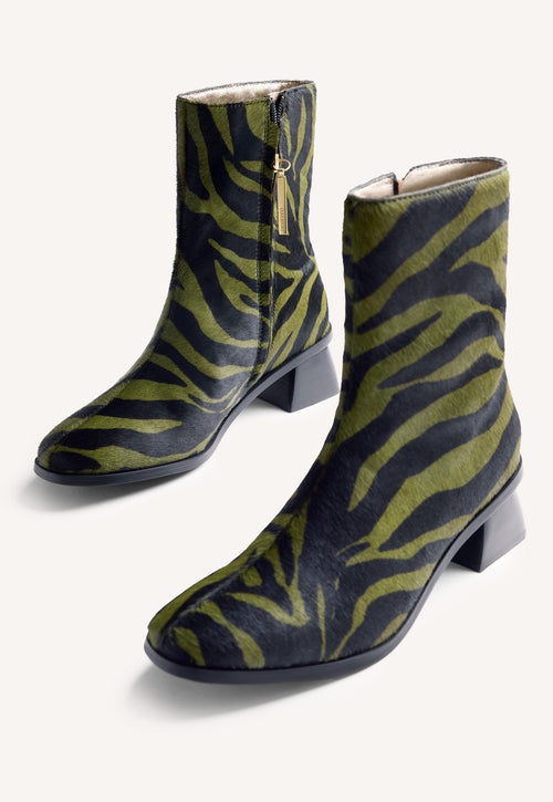 ANIMAL PRINT LEATHER ANKLE BOOTS BY MELYSSA PINTO