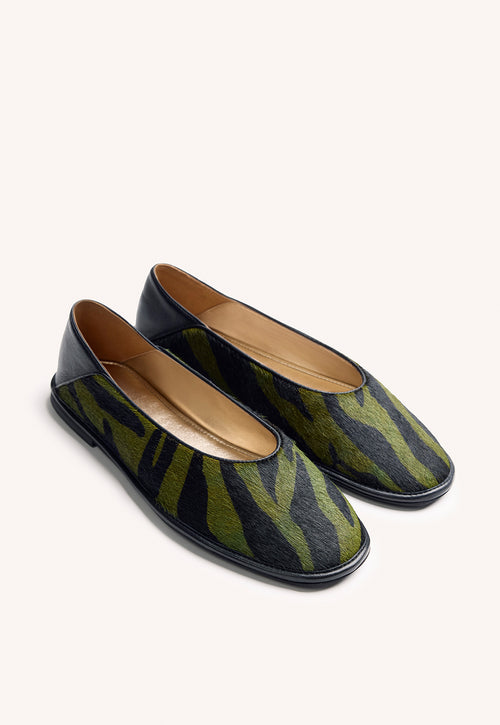 ANIMAL PRINT LEATHER BALLET FLATS BY MELYSSA PINTO